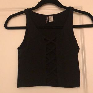 Lace front crop tank top